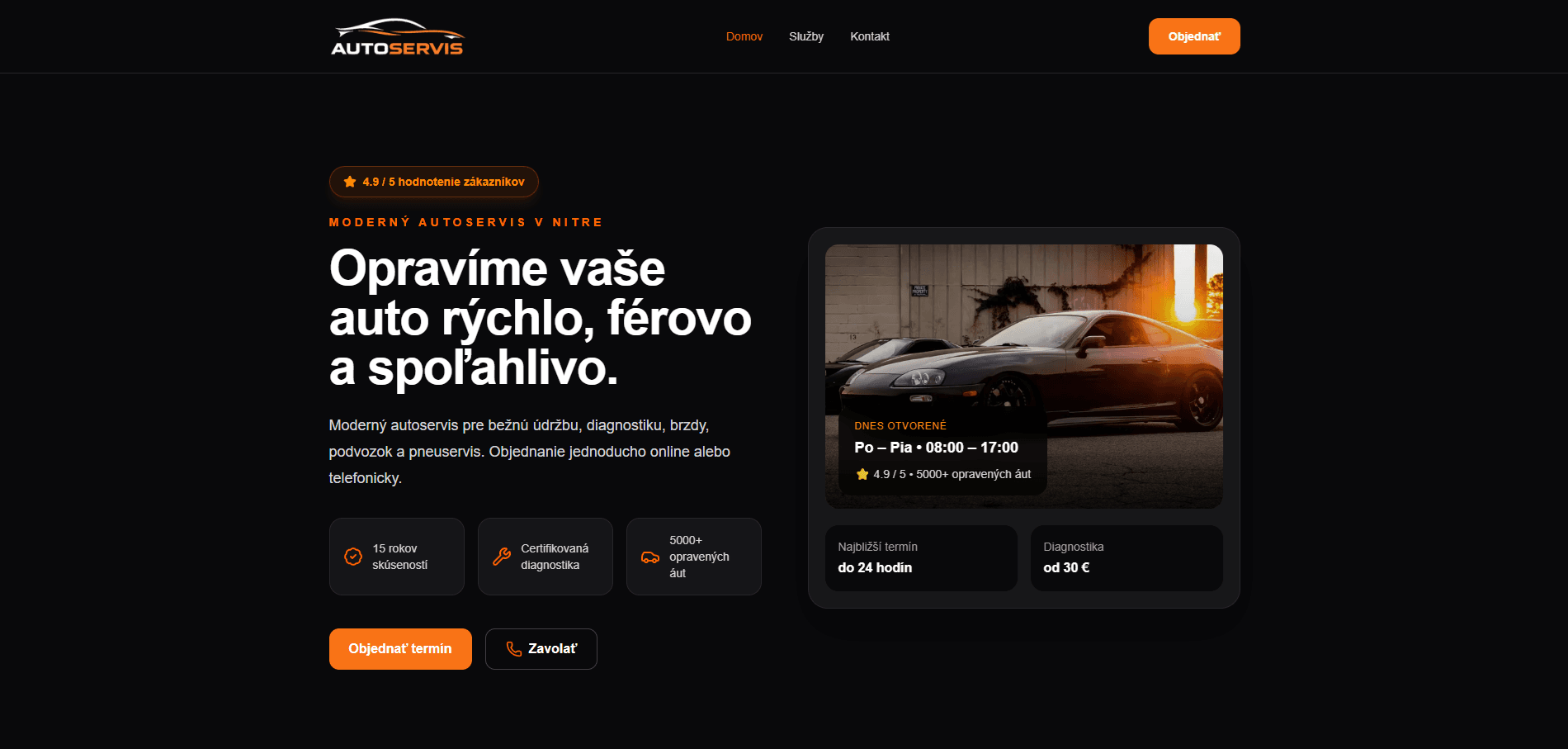 Ukážka projektu Autoservis