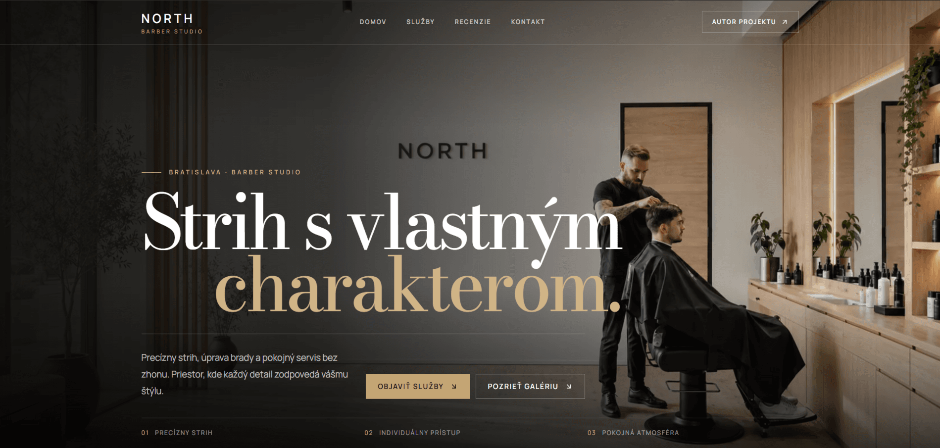 Ukážka demo projektu NORTH Barber Studio