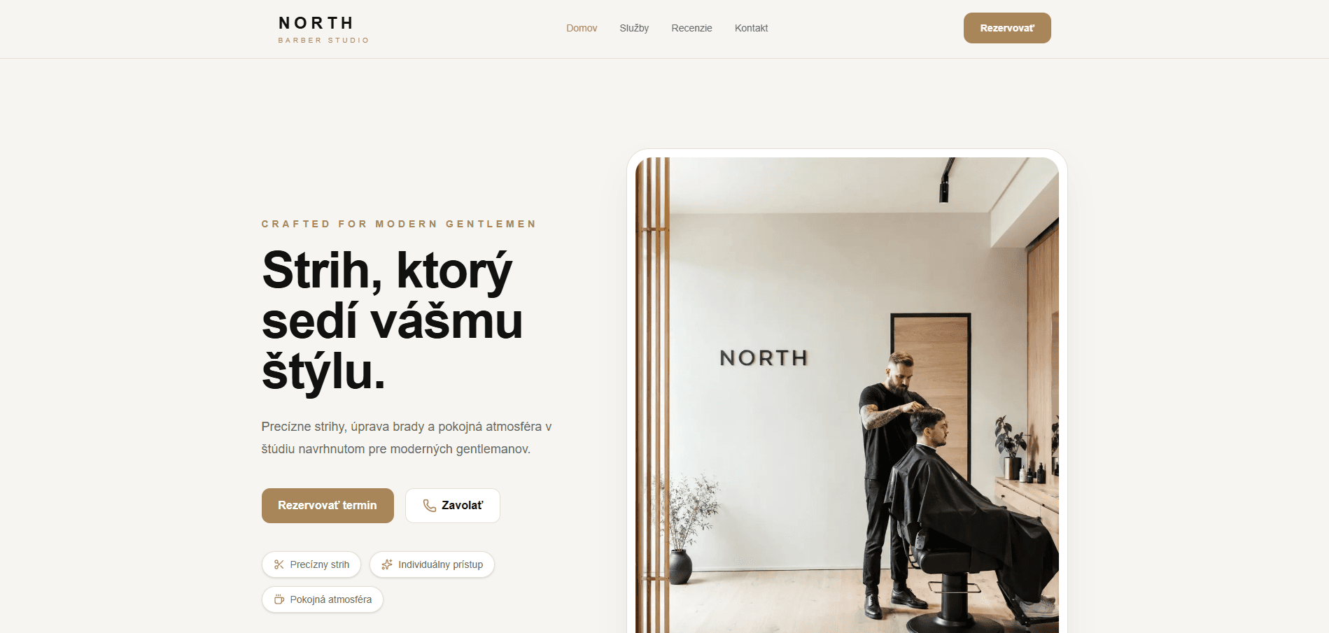 Ukážka projektu NORTH Barber Studio